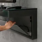 Wand-TV-Schrank aus schwarzem Kristall und Metall Made in Italy - Americio Viadurini