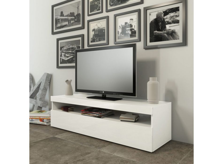 TV-Schrank aus weißem Holz oder Schiefer für Wohnzimmer 2 Größen - Laurent Viadurini