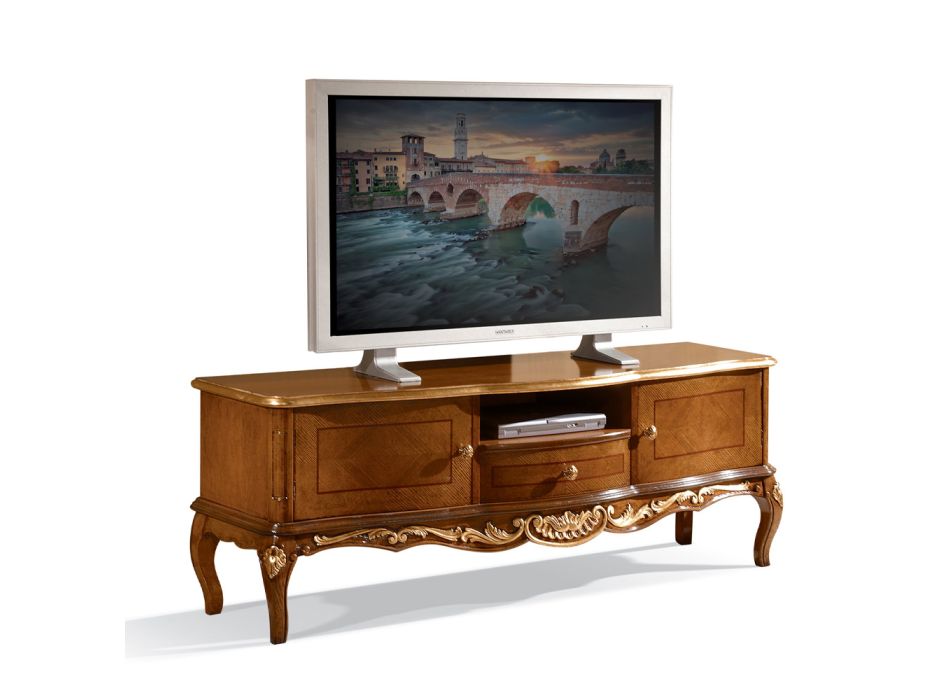 TV-Schrank aus Holz mit Beinen im klassischen Stil Made in Italy - Chantilly Viadurini