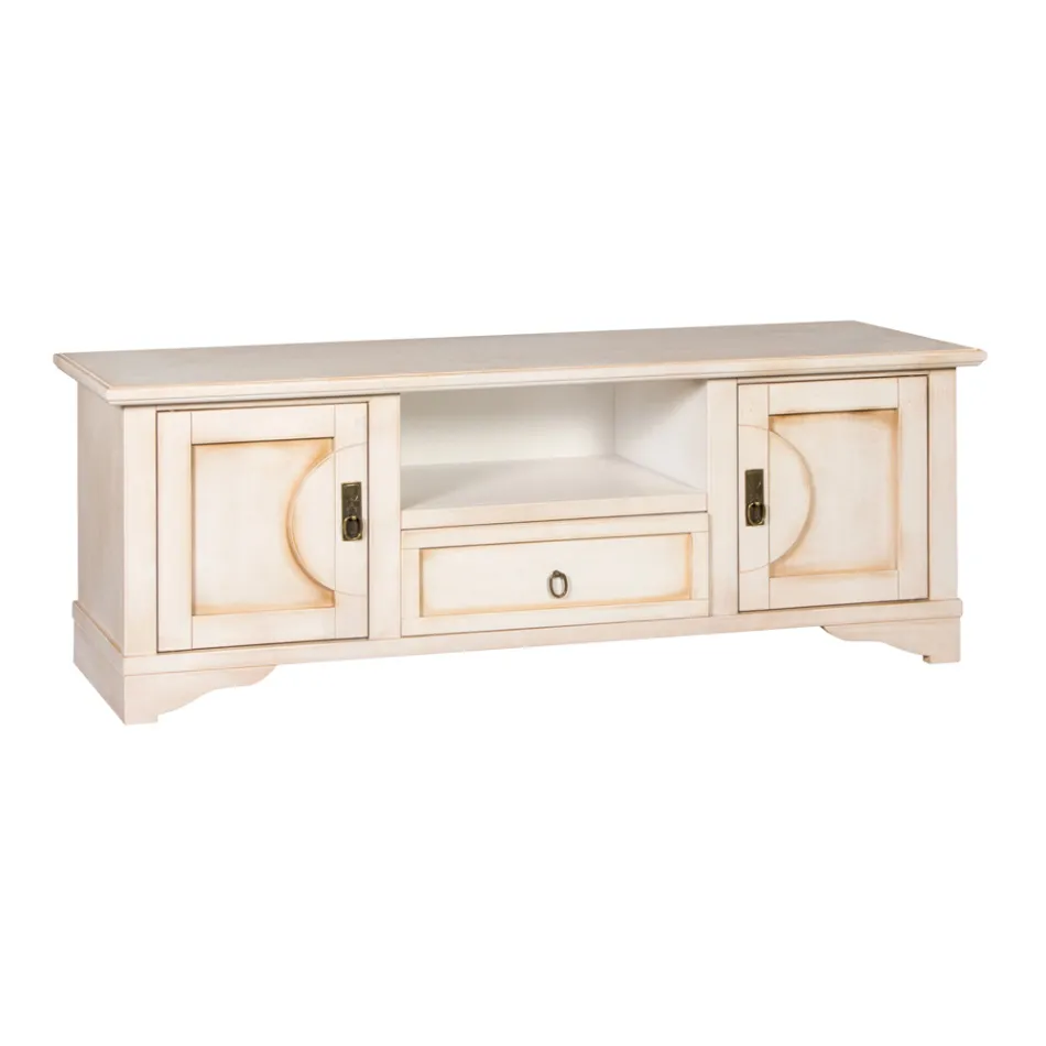 TV-Ständer aus furniertem Holz mit verschiedenen Ausführungen, hergestellt in Italien – Purusha Viadurini