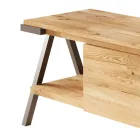 TV-Ständer aus geknotetem Eichenholz und Metall Made in Italy - Jennifer Viadurini