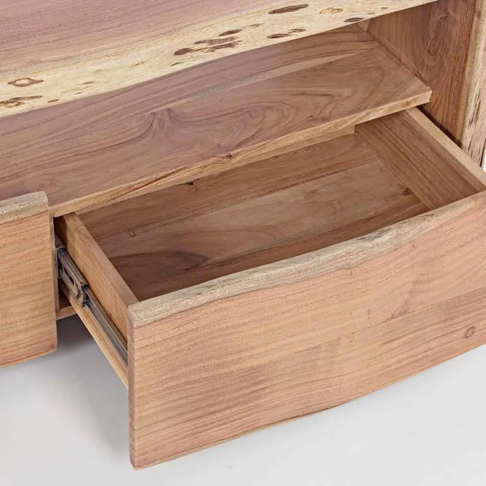 Moderner TV-Ständer aus Akazienholz mit 3 Schubladen Homemotion - Lauro Viadurini