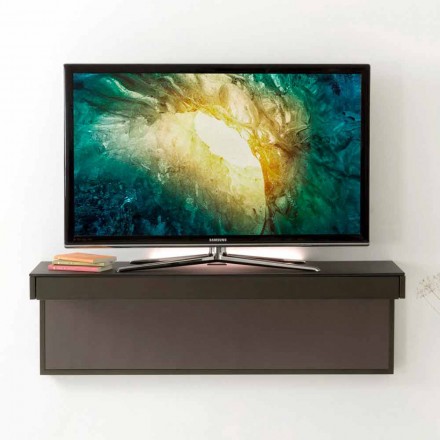 Abgehängter TV-Ständer mit Satin-Kristallplatte Hergestellt in Italien - Americio Viadurini