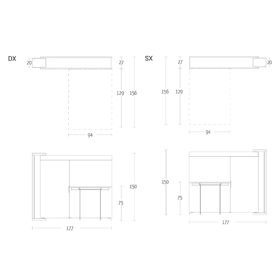 Multifunktionaler Drehschrank mit TV-Ständer und integriertem Tisch, hergestellt in Italien – Illusione Viadurini