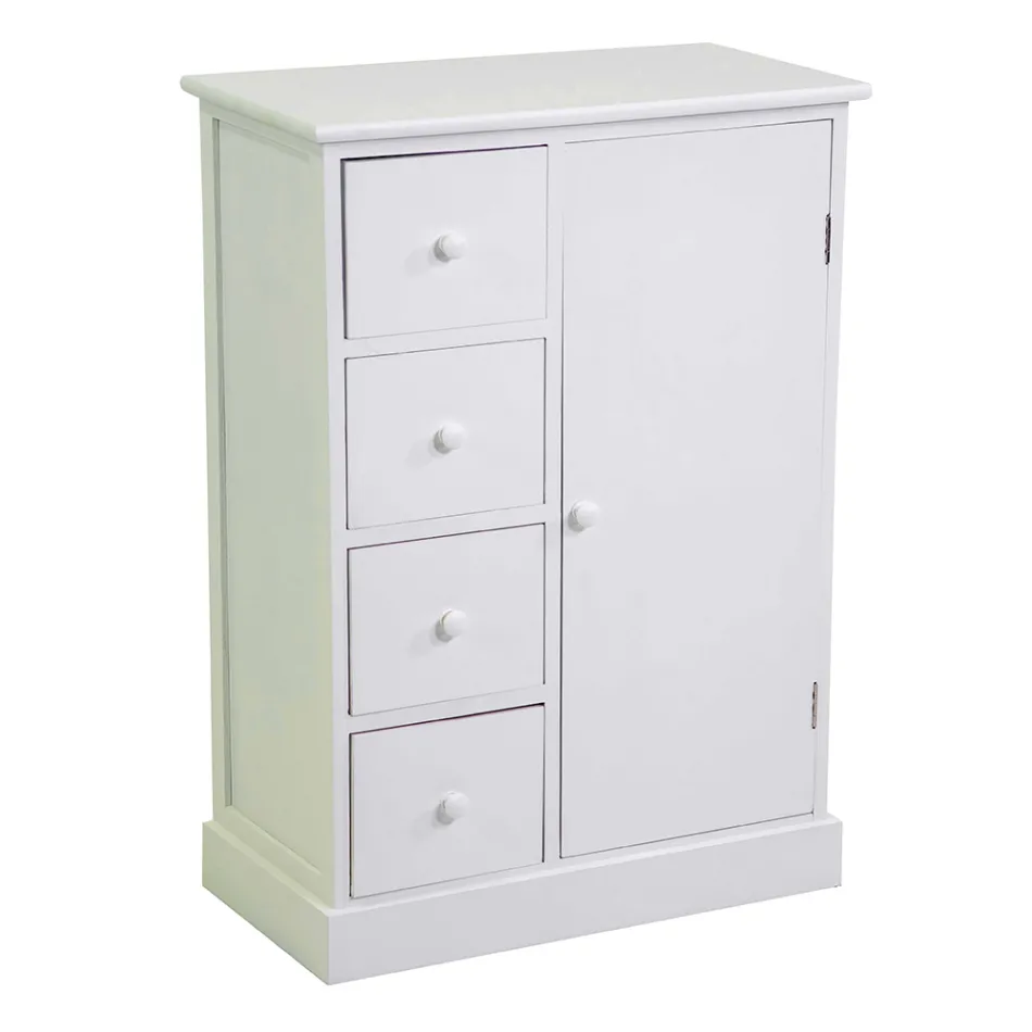 Indoor-Schrank aus Holz mit 1 Tür und 4 Schubladen - Meduse Viadurini