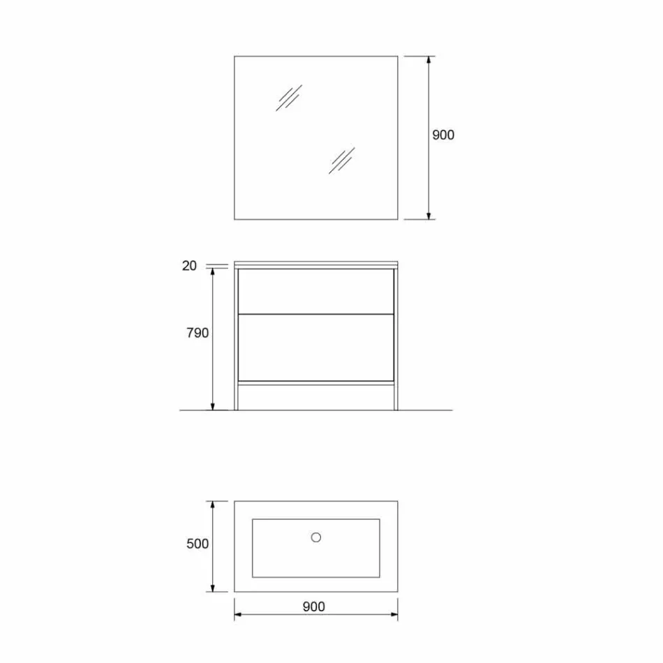 Luxus Design Badezimmermöbel aus Holz 90 cm Made in Italy - Cizco Viadurini