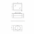 Hängende Badezimmermöbel Basis 2 Schubladen, Waschbecken und Spiegel, Edel - Renga Viadurini