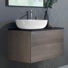 Hängende Badezimmermöbel aus Holz, Metall und Keramik B96 cm, Edel - Renga Viadurini