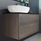 Hängende Badezimmermöbel aus Holz, Metall und Keramik B96 cm, Edel - Renga Viadurini