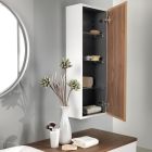Badezimmermöbel aus weißem Holz und Nussbaum und Keramik 156 cm Made in Italy - Renga Viadurini