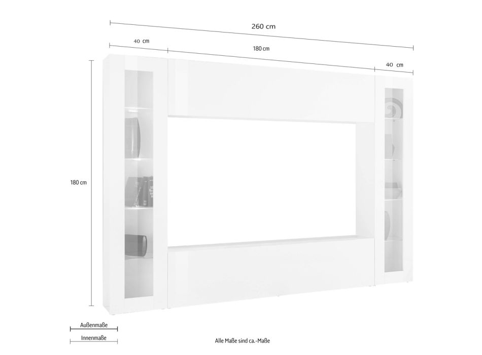 Wohnzimmermöbel TV-Ständer aus glänzend weißem Holz 3 Kompositionen - Fabienne Viadurini