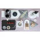 Mörser aus weißem Carrara-Marmor mit Holzstößel Made in Italy - Winda Viadurini