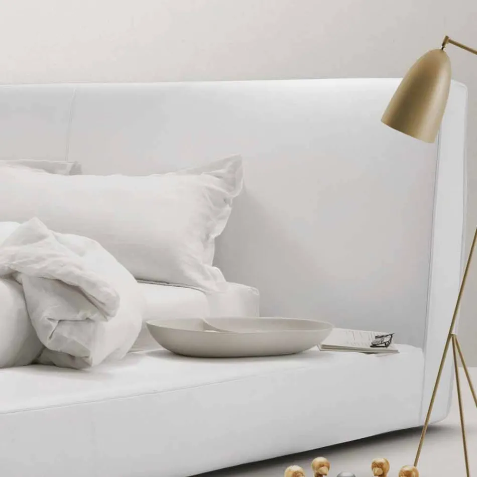 My Home Long Island gepolstertes Leder-Doppelbett aus Italien Viadurini