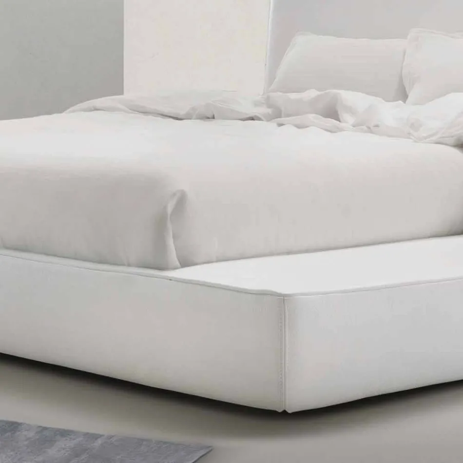 My Home Long Island gepolstertes Leder-Doppelbett aus Italien Viadurini