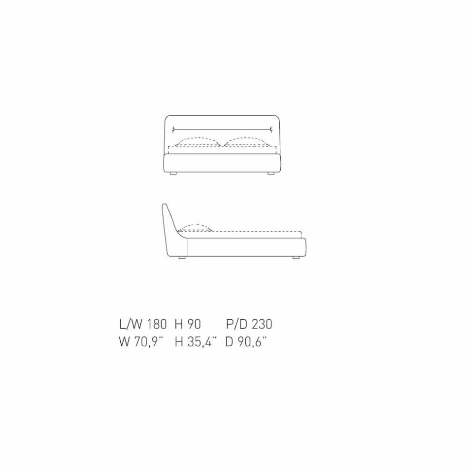 My Home Sleepway gepolstertes Doppelbett 180x90cm Made in Italy Viadurini