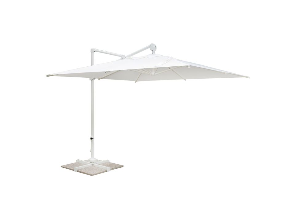 Sonnenschirm aus Polyester mit weißer Aluminiumstruktur - Zinica Viadurini