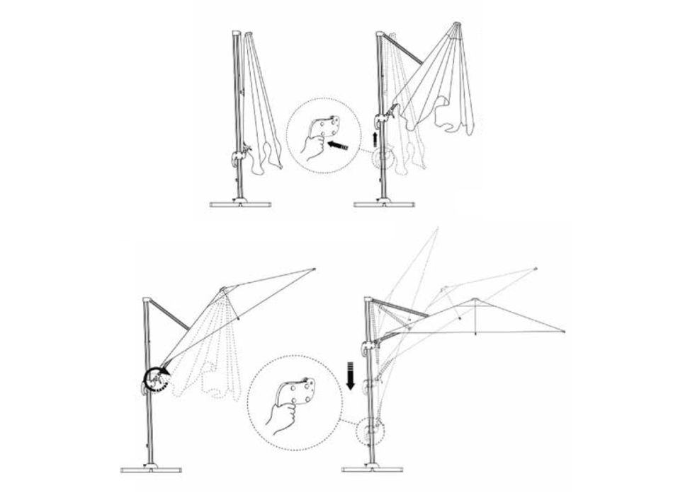 Aluminium-Regenschirm, 360° schwenkbar mit Kurbelöffnung - Papier Viadurini