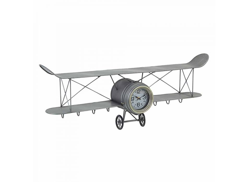 Flugzeugförmige Wanduhr aus Stahl und Glas Homemotion - Plano Viadurini
