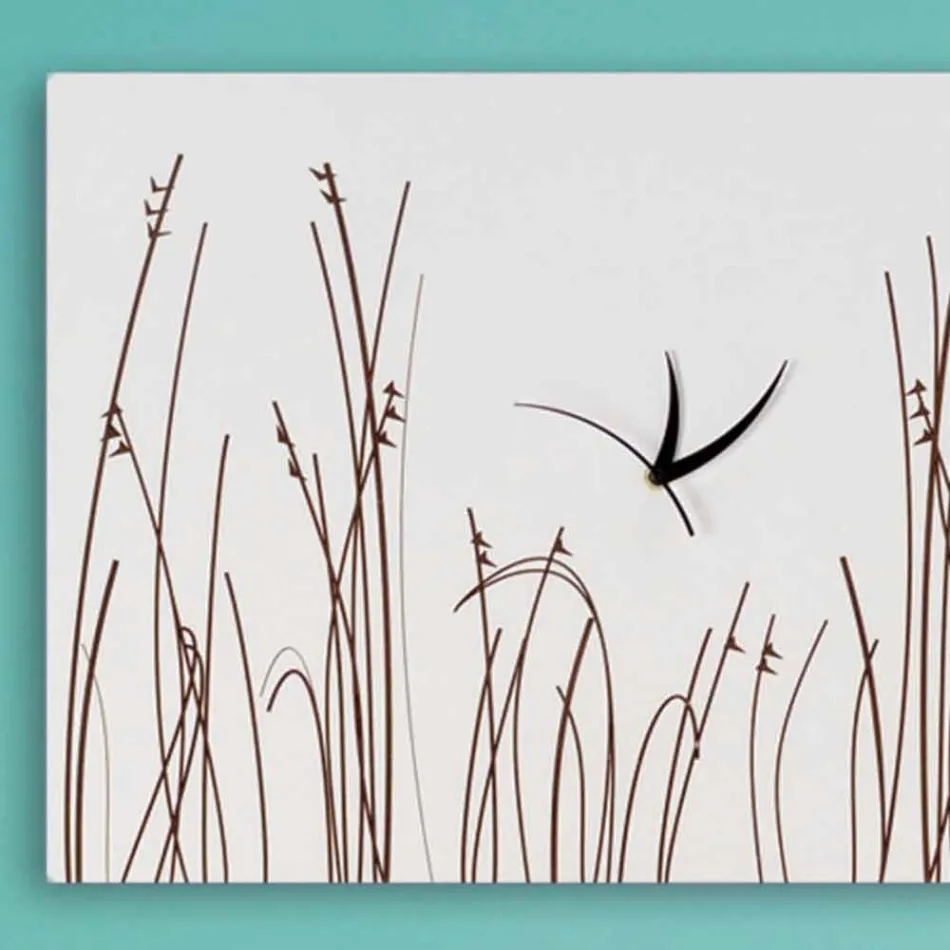 Rechteckige moderne Design-Wanduhr aus weißem Holz - filigran Viadurini