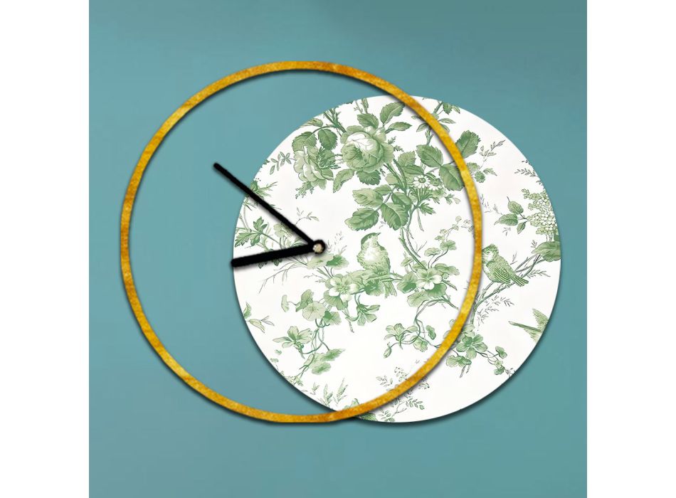 Uhr mit hölzerner und bedruckter Platte, hergestellt in Italien – Malawi Viadurini