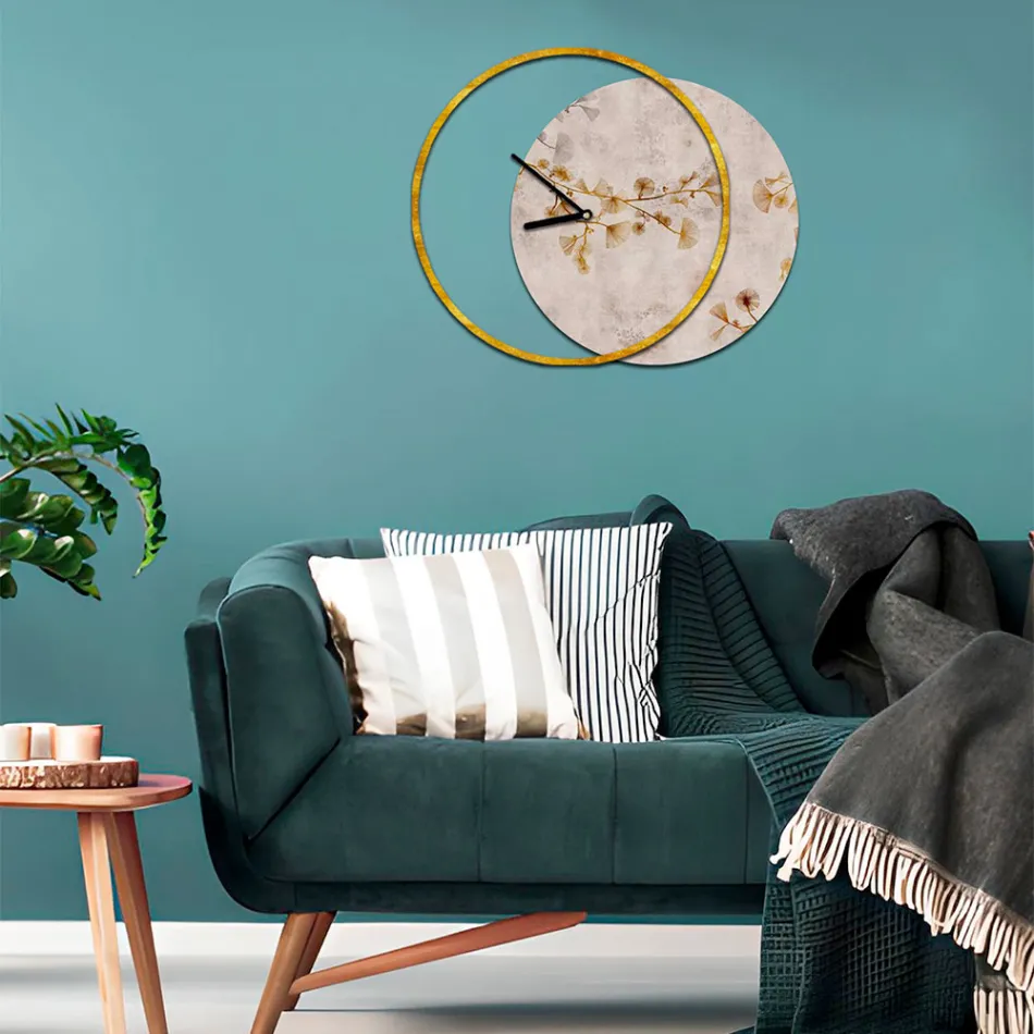 Uhr mit hölzerner und bedruckter Platte, hergestellt in Italien – Malawi Viadurini