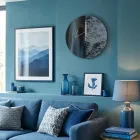 Blaue Wanduhr aus grün gegossenem, bedrucktem Plexiglas, hergestellt in Italien - Aquaria Viadurini