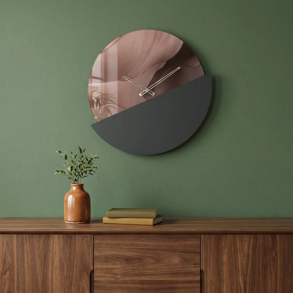 Grüne, bedruckte Methacrylat-Wanduhr, hergestellt in Italien - Viridea Viadurini
