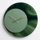 Grüne runde Wanduhr aus bedrucktem Methacrylat, hergestellt in Italien - Verdia Viadurini