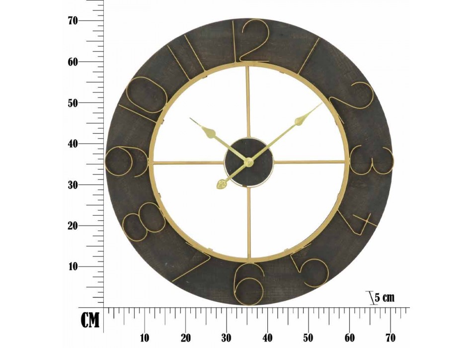 Runde Wanduhr Durchmesser 70 cm Modernes Design aus Eisen und MDF - Tonia Viadurini