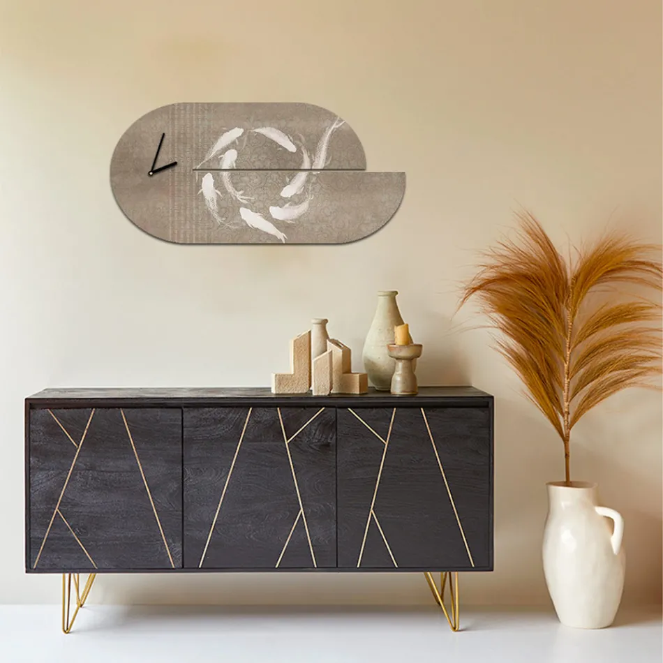 Holzuhr mit Reiher-Aufdruck, hergestellt in Italien – Palau Viadurini