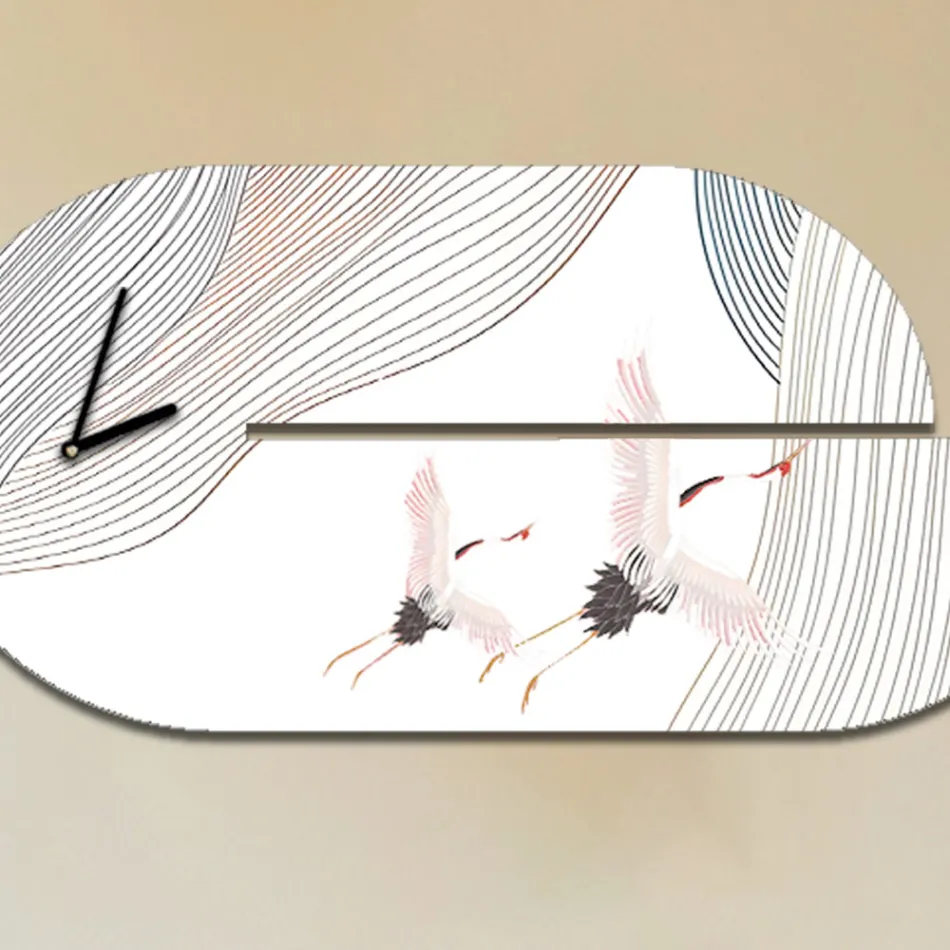 Holzuhr mit Reiher-Aufdruck, hergestellt in Italien – Palau Viadurini