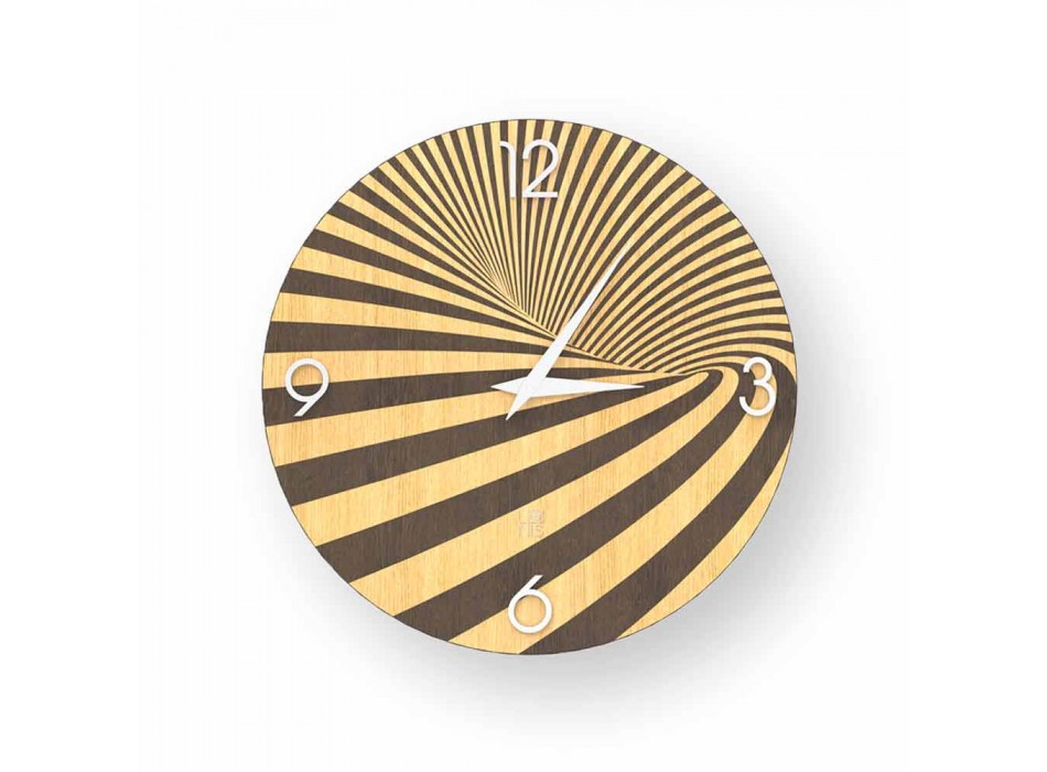 Hölzerne Uhr mit Azzio-Design, hergestellt in Italien Viadurini