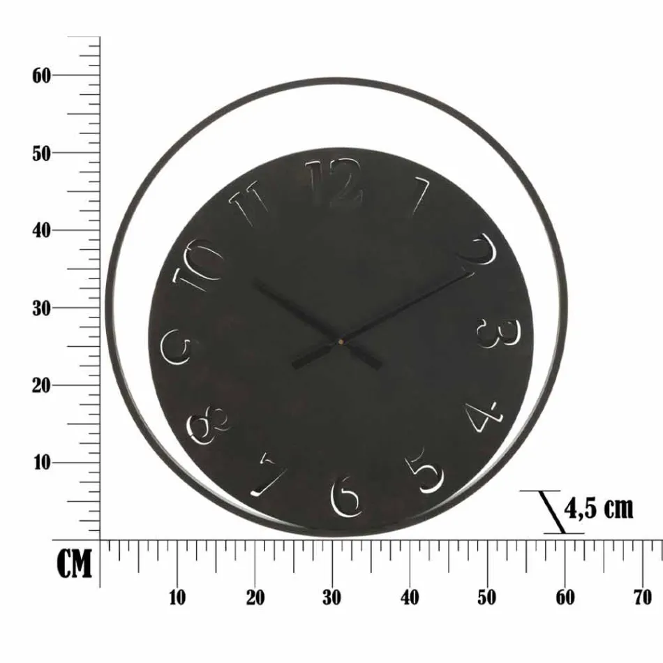 Runde Wanduhr Durchmesser 60 cm Modernes Eisen - Beatrix Viadurini