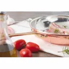 Runde Pfanne aus verzinntem Kupfer von Hand mit Griff und Deckel 20 cm - Gianluigi Viadurini