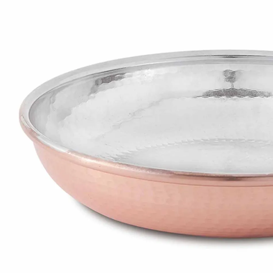 Runde Pfanne aus verzinntem Kupfer von Hand mit Griff und Deckel 20 cm - Gianluigi Viadurini