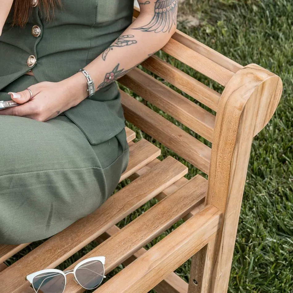 Gartenbank komplett aus Teakholz - Eintreffen Viadurini