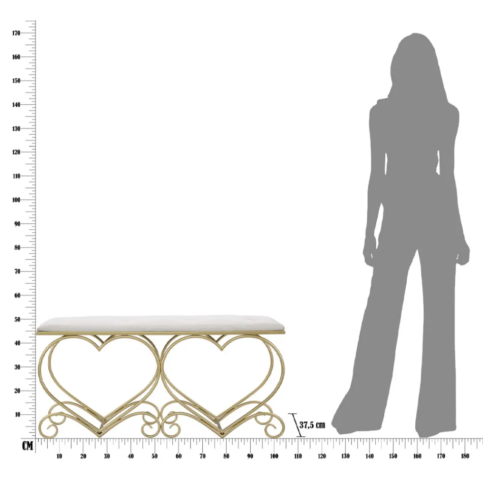 Bank aus Goldeisen mit gepolsterter und mit Stoff bezogener Sitzfläche - Alchimia Viadurini