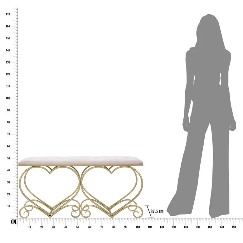 Bank aus Goldeisen mit gepolsterter und mit Stoff bezogener Sitzfläche - Alchimia Viadurini