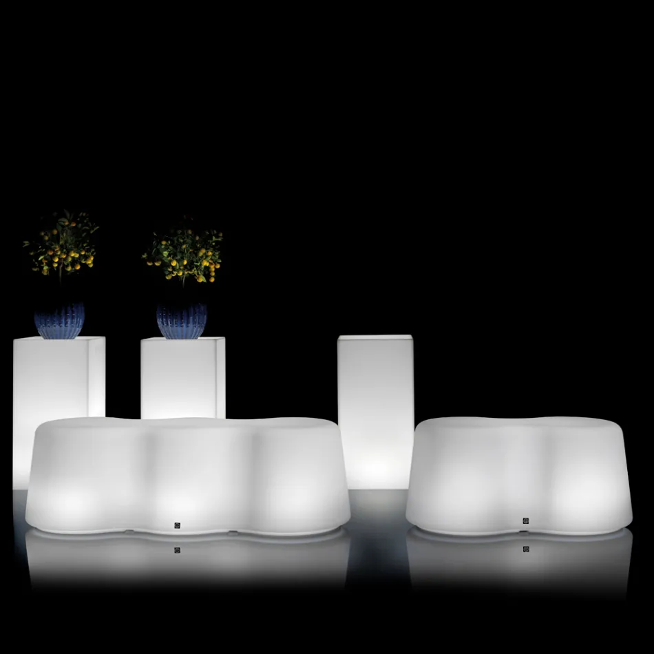 Gewellte leuchtende Außenbank aus Polyethylen Made in Italy - Brenda Viadurini