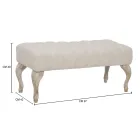 Shabby Chic Bank aus Holz mit Sitz aus gestepptem Stoff - Rocchetta Viadurini
