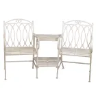 2-Sitzer-Bank mit Metalltisch und Schirmständer - Leim Viadurini