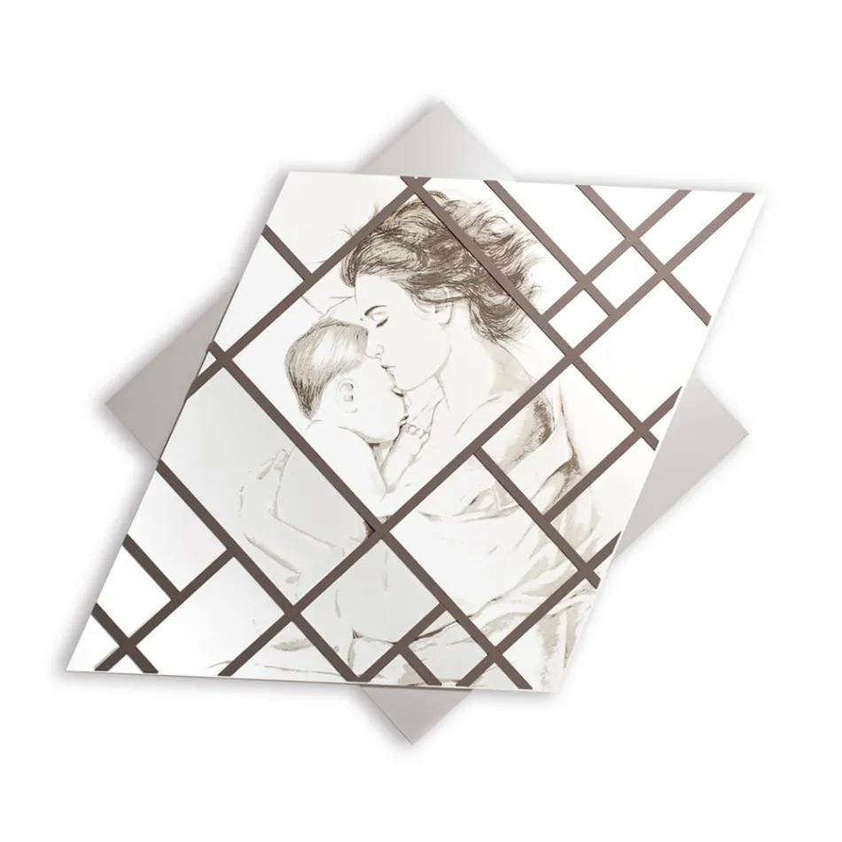 Lasergravierte Tafel mit Frau und Kind, hergestellt in Italien – Harald Viadurini