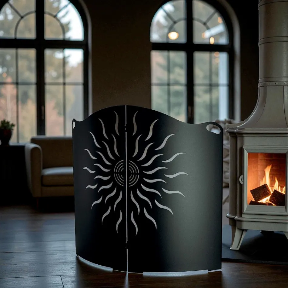 Gebogener Herdschutz mit 2 Metalltüren, hergestellt in Italien – Ente Viadurini