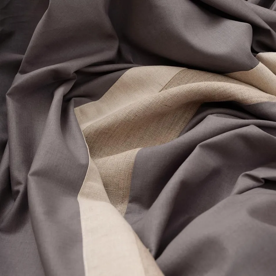 Bettbezug-Set aus 90 % Baumwolle und 10 % Leinen mit 1 Kissenbezug Made in Italy - Nestle Viadurini
