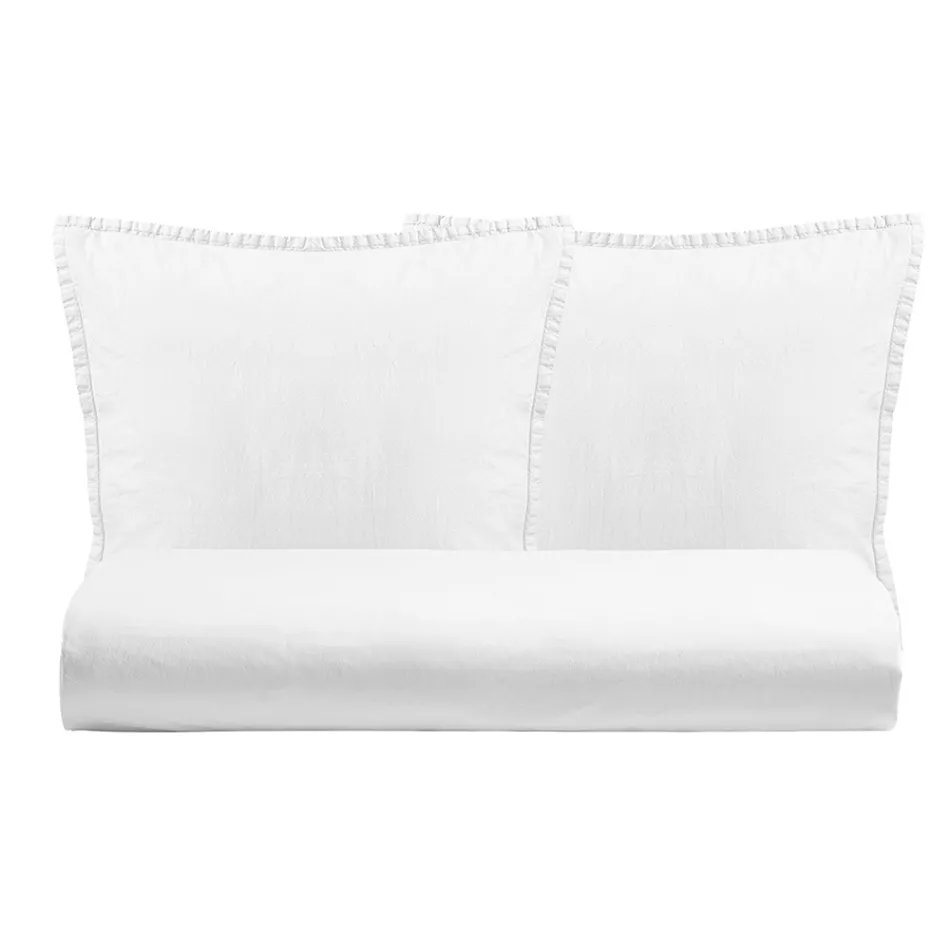 Doppelbettbezug-Set aus reiner, stückgefärbter Baumwolle mit 2 Kissenbezügen - Delicacy Viadurini