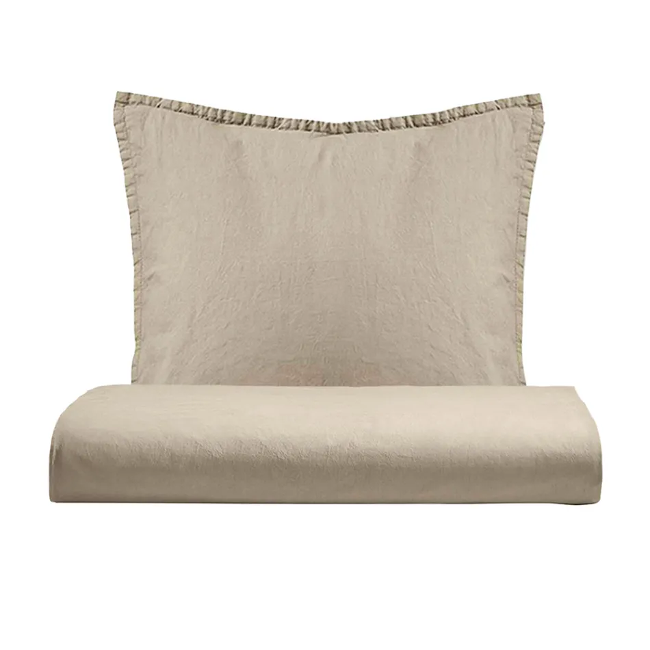 Einzelbettbezug-Set aus reiner, stückgefärbter Baumwolle mit 1 Kissenbezug - Delicacy Viadurini