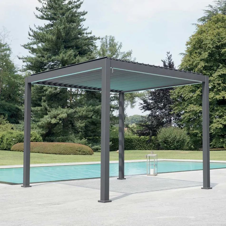 Pegola 3x4 m aus anthrazit lackiertem Aluminium mit Kurbel - Levante Viadurini