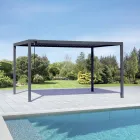 Anthrazitfarbene Aluminium-Pergola mit verstellbarem Dach - Vitta Viadurini