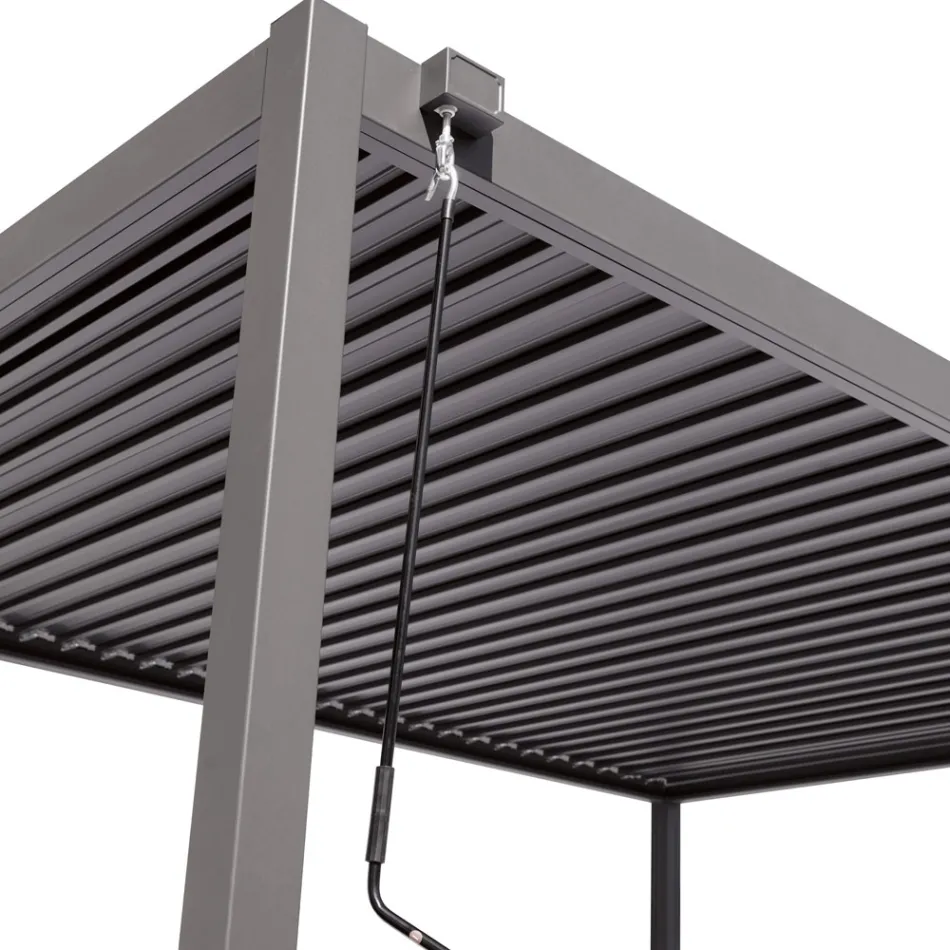 Anthrazitfarbene Aluminium-Pergola mit verstellbarem Dach - Vitta Viadurini