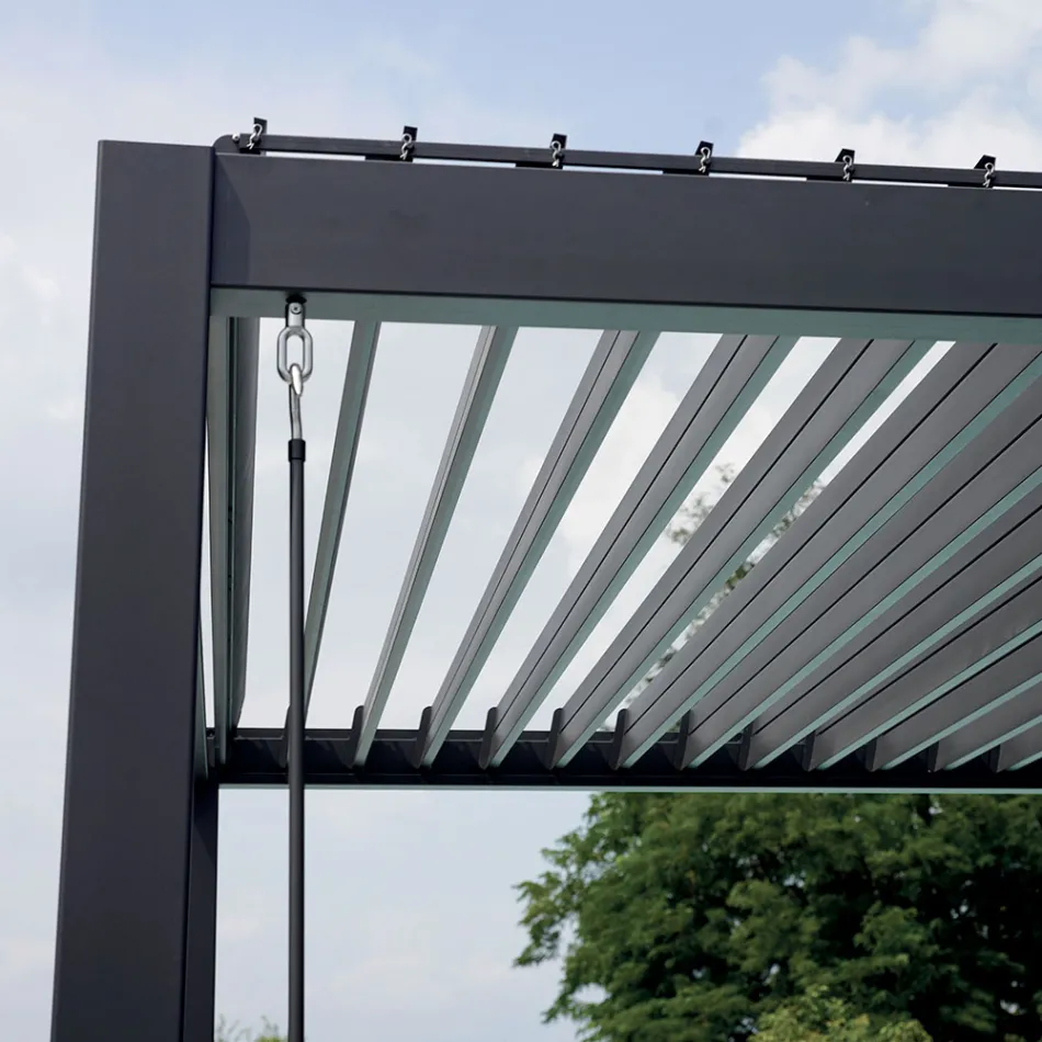 Aluminium-Pergola mit verstellbarem Dach durch Kurbel - Eolo Viadurini